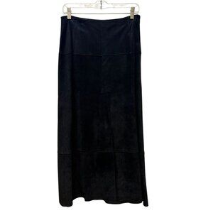 Black Suede Worth Panel Maxi Skirt Professional Classic Design 14